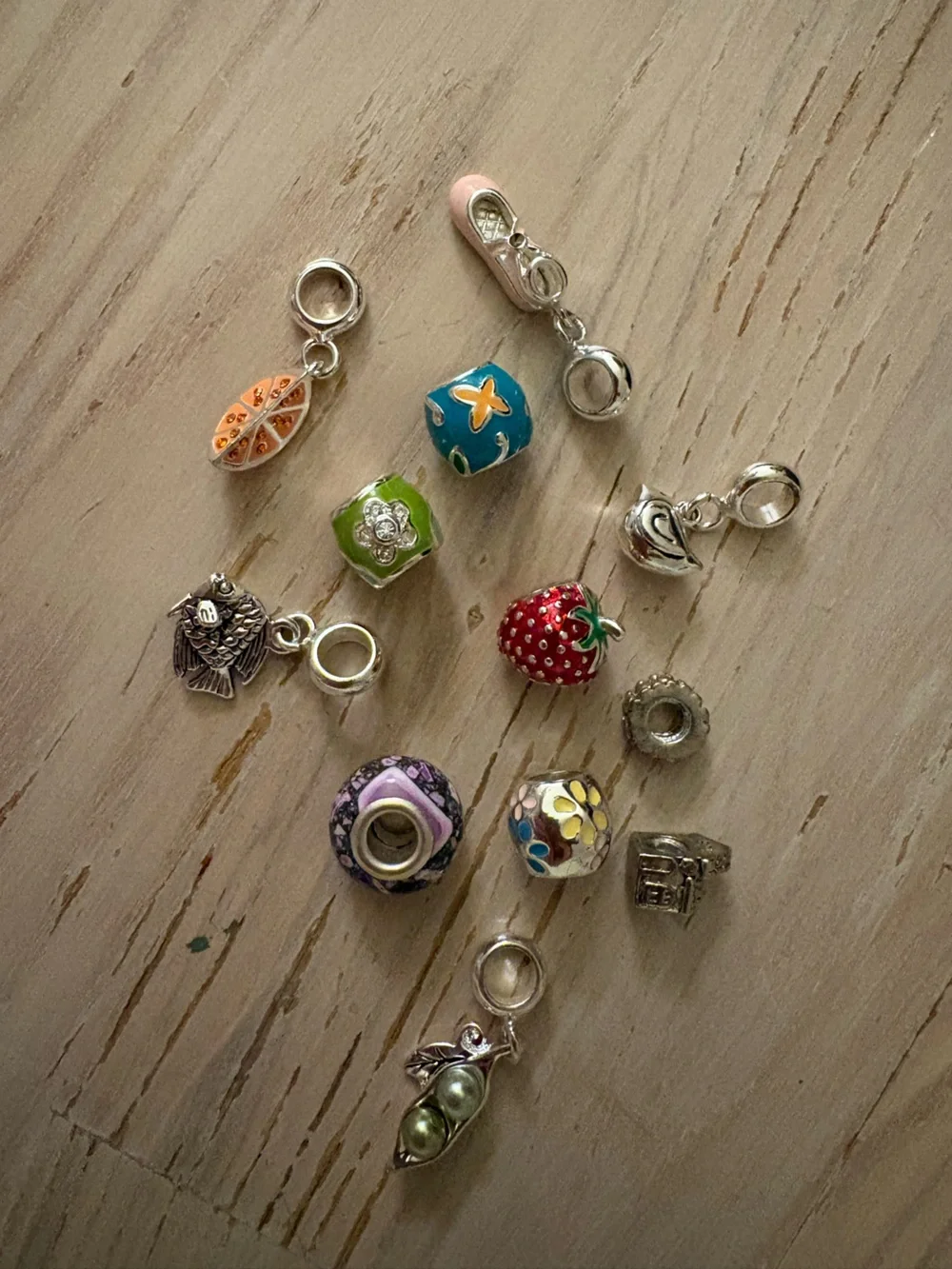 Silver Charm Bracelet with Colorful Enamel Charms